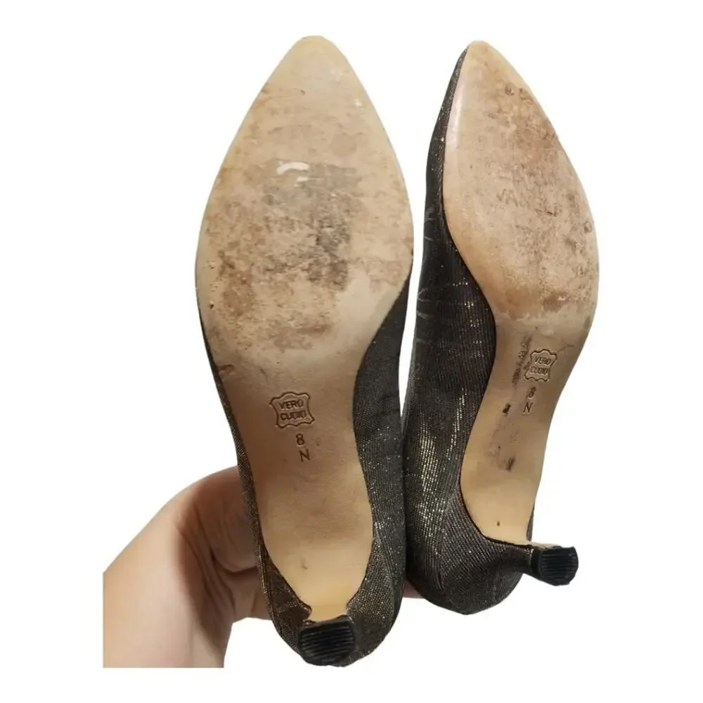 VANELI Heels 8N kitten pumps Astyr Metallic Silver Gold Sparkle Irridescent
